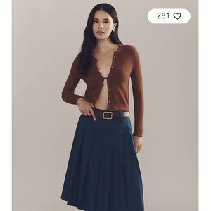 Anthropologie English Factory Low-Rise Pleated Midi Skirtproduct page